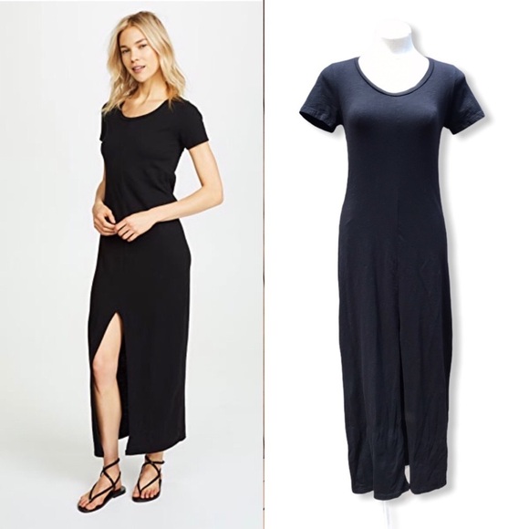 Sundry Black Maxi Sheath Dress Front Slit Medium - Picture 1 of 10